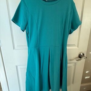 Women’s XXL Teal Fit & Flare Dress Short Sleeve Casual Dress